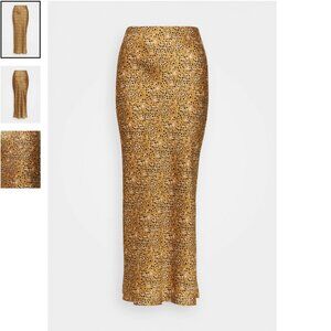 Topshop Tan and black leopard cheetah animal print maxi skirt size 6